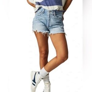 Agolde EUC Cutoff Denim Jean Shorts Size 28 Distressed High Rise Raw Hem